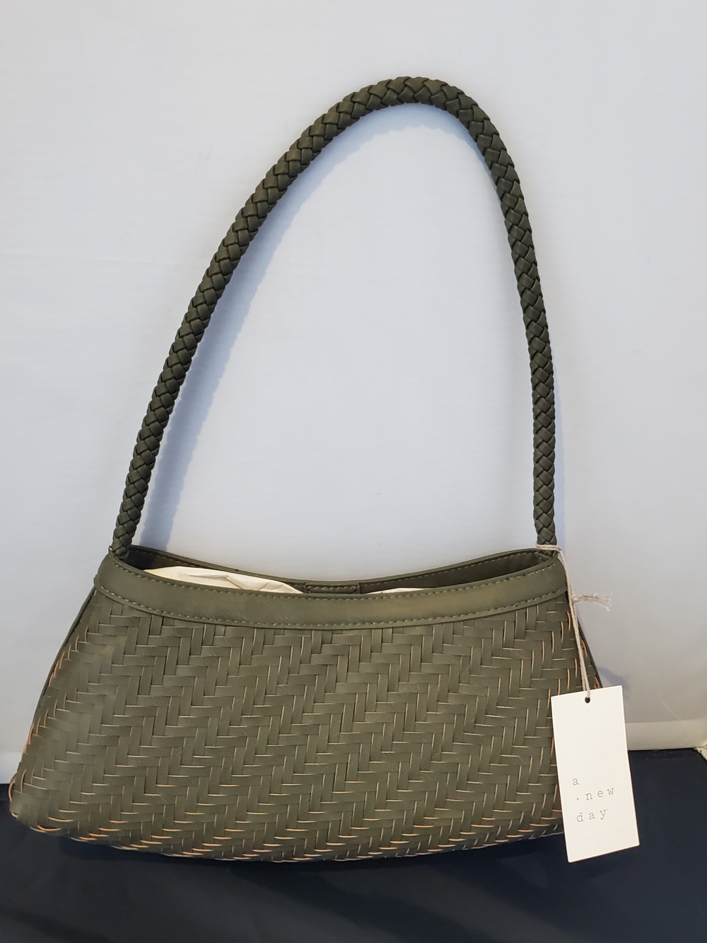 Olive Woven Shoulder Bag